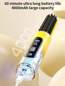 1pc Wireless Hot Air Brush, Cold Air Comb, Curling Iron, Compact Portable Straightener, Mini Straightening Brush, Negative Ion Hot Air Styling Comb, 5 Temperature Settings, Dual MCH Ceramic Heating, LCD Display USB Rechargeable Straightening Comb, Negative Ion Technology Hot Hair Brush, Straightener, Anti-Scald Protection, Student, Outdoor, Travel, Home, Dormitory Supplies, Women's Gift - Hot Air Comb - View 5