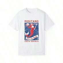 1 pieza Camiseta de Sirena Positano Dolce Far Niente D'Amalfi, Camiseta de Viaje de Italia para Abuela Costera, Camiseta de Sirena Mermaidcore, Camiseta de Abuela Costera, 180g 100% Algodón, los diseños están completamente impresos. Unisexo. - Blanco-1 - Ver 7