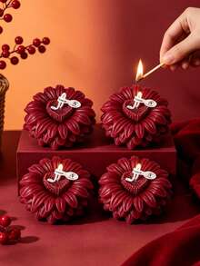 Burgundy Sunflower Scented Candle, 3D Floral Design, Soy Wax Smokeless Long-Lasting Fragrance, Romantic Valentine's Day Thanksgiving Gift, Atmosphere Decor For Bedroom, Home, Aromatherapy Desktop Ornament - Flower Candles - View 5