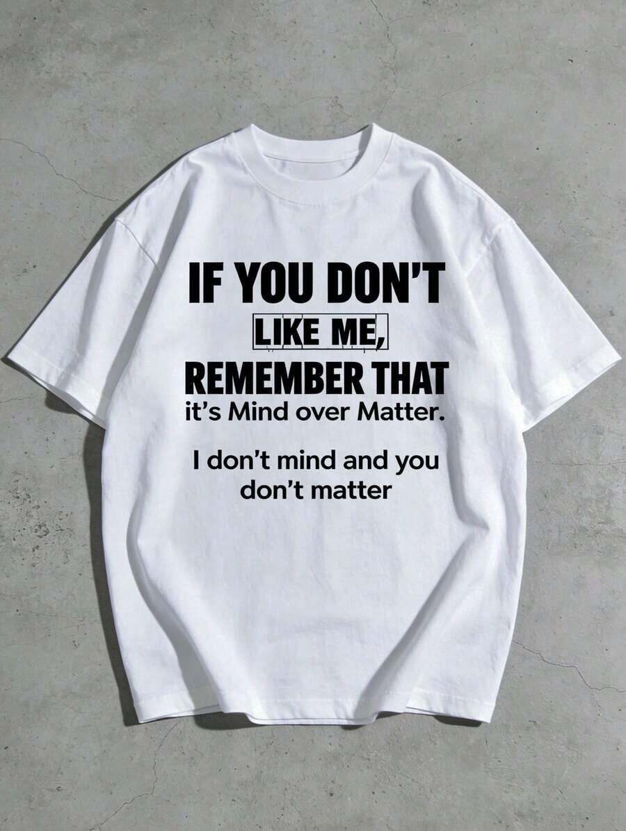 Camiseta "Mind Over Matter" de Algodón de Alta Elasticidad para Hombre| Corte Holgado, Manga Corta, Cuello Redondo, Para Uso Casual y Deportivo, Esencial para Ropa Urbana de Primavera/Otoño, - Blanco - Ver 1