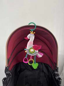 1pc Cute Pink Rotating Rattle Car Hanging Toy, Baby Pink Stroller Hanging Cartoon Plush Car Hanging Pacifier Toy With Rattle, Crinkle Paper And BB Device, Suitable As Newborn Baby Gift - Multicolor - View 12