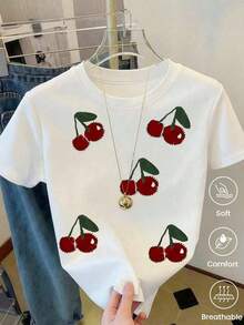 180g Made In Mexico, Spring/Summer 2026 Fashion Short Sleeve T-Shirt, Cartoon Print, Couple Style, Underwear/Outerwear, Casual Round Neck For Office, Unisex One Piece Top - 黑色 - 查看 7