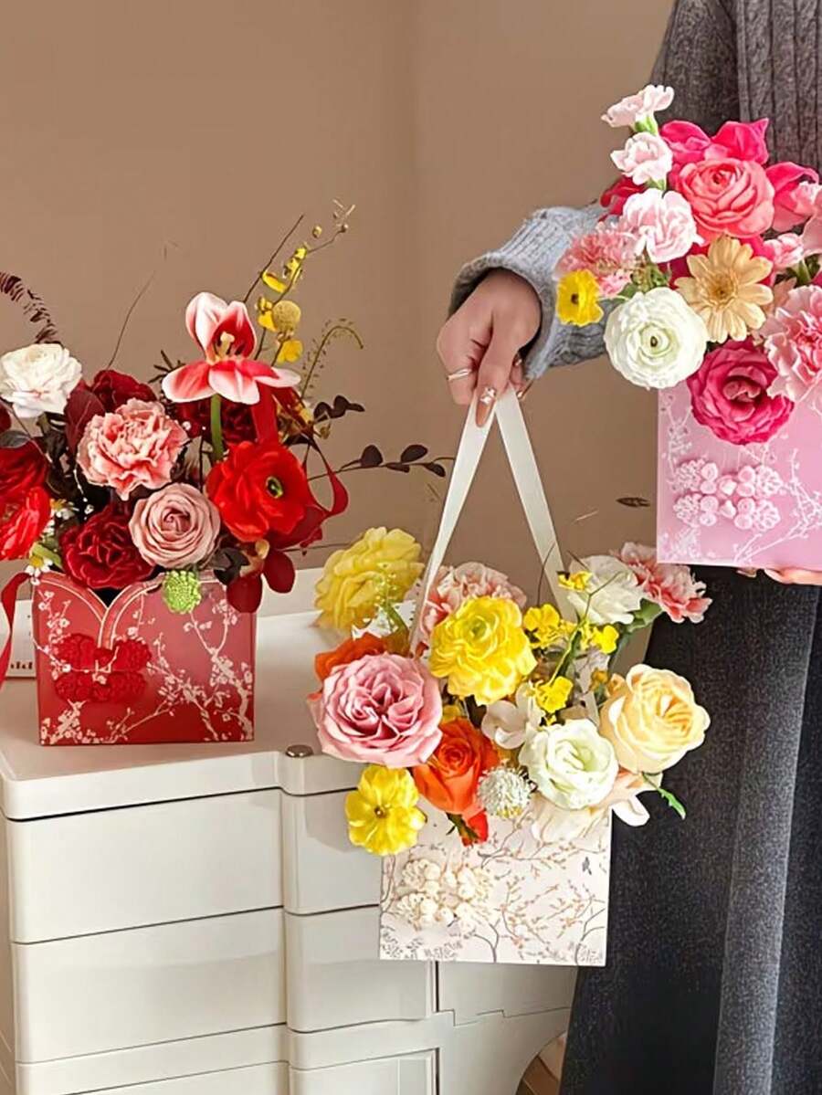 1个花卉礼盒,适用于生日鲜花礼品、节日礼品、婚礼回礼、家居花卉装饰、周年纪念礼品 - 均碼 - 查看 1
