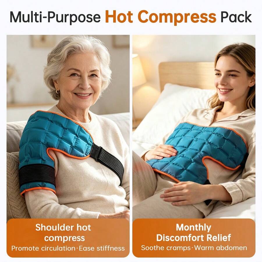 Hailicare Self-Absorbing Polymer Resin Multi-Grid Cold & Hot Compression Shoulder Protector Ice Pack, Reusable Cold/Hot Therapy Shoulder Support For Sports Recovery And Relaxation, Suitable For Winter And Summer - Dark Green - View 1