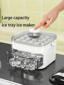 1pc Large Capacity Tray - [25 Single Layer Ice Cubes / 50 Double Layer Ice Cubes] With Ice Scoop, Manual Press Mold, High-Quality PP Material, Household Ice Maker For Beverages, Essential For Kitchen, Durable Maker, Suitable For Refrigerator, Kitchen, Restaurant, Hotel, Etc. - Multicolor - View 1