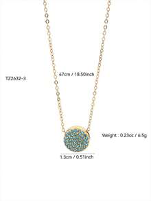 TONSI 1 chiếc dây chuyền mặt tròn sang trọng, thanh lịch, thiết kế độc đáo bằng thép không gỉ mạ vàng 18K, đính pha lê nhiều màu sắc, kiểu dáng tối giản, đa năng, phù hợp cho các dịp lễ, hàng ngày, công sở, tiệc tùng, làm quà tặng cho bạn bè, người yêu, bạn thân. - Vàng - Xem 7