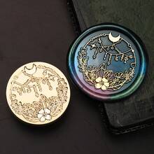 1 Stück Astronomie Serie Wachssiegel Stempel, Muster von Uhr, Kompass usw. für Umschläge, Grußkarten, Lesezeichen, DIY Basteleien, Geschenkdekoration Wachssiegel - Briefmarkenköpfe der astronomischen Serie - Übersicht 17