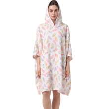 1 pieza Nuevo Modelo de Primavera/Verano Bata Ligera, Poncho con Capucha de Estampado Tropical de Palmas, No Adherente, Diseño Unisex, Adecuado para Aguas Termales, Playa, Vacaciones, Uso Cómodo - Las hojas coloridas se pueden usar como manta. - Ver 5