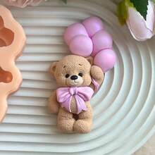 DIY Clay Mold 1pc Bear Holding Balloon Figurine Mold, Suitable For Resin, Plaster, Candle, Aromatherapy Products, Home Wedding Decor, Tabletop Display, Silicone Mold - Balloon Bear Mold - View 3