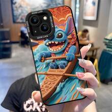 Disney Lilo & Stitch Phone Case, Hawaiian Stitch Protective Cover. Compatible With IPhone 17, 16, 15, 14, 13, 12, 11 Pro Series And Galaxy S22, S23, S24, S25 Models, Featuring A Plush-Style Blue Stitch Rowing A Decorated Canoe While Wearing A Flower Lei Against A Sunset Background, Perfect For Fans Of The Adventurous Alien, Ideal For Birthdays, Holidays, Anniversaries, Graduation Gifts, Or Any Special Occasion To Surprise Family, Friends, Classmates, And Loved Ones. - White - View 5