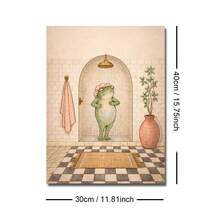1pc Framed/Unframed Frog Taking A Shower Funny Canvas Poster Whimsical Animal Bathroom Wall Art Print Vintage Toilet Decor Funky Painting For Restroom,Bedroom,Modern Home Decoration - A - View 12