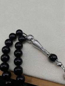 Chuỗi hạt Mân Côi 1 sợi 10mm bằng sứ và thủy tinh, đính đá Obsidian, kiểu dáng cổ điển, tua rua, phong cách Ả Rập, trang sức Hồi giáo, quà tặng lễ hội. - Nhiều màu - Xem 2