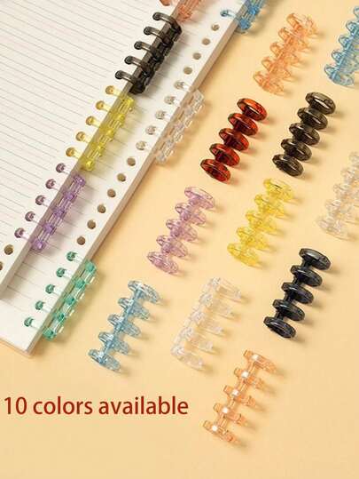 10/20pcs 5-Hole Plastic Binder Rings, 10-Color Mixed Loose Leaf Binding Clips For Planner, Diary, DIY Notebook, Removable Book Binding Rings