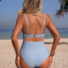 Conjunto de bikini de playa sexy con adorno de estrella de mar para mujeres embarazadas - Azul - Ver 3