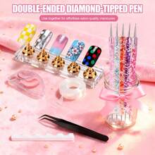LANDOT 31pcs Nail Art Tool Kit, Including Nail Art Brushes, Dotting Tools, Dust Brush, Long Striping Brush, Drawing Pens, Suitable For Nail Art Design - Black - View 3