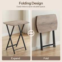 Side Table, Folding Tray Table, Snack Dinner Tables For Eating At Couch, Sofa End Table For Small Space, Living Room, Industrial, Easy Storage, Stable Metal Frame - Grey - View 6