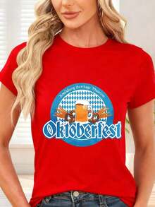GiftCamiseta de  con estampado de Oktoberfest y cerveza para fiestas temáticasSoft - Rojo - Ver 7