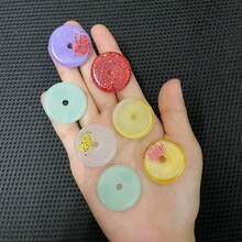 1 khuôn silicon 9 khoang rỗng hình tròn dùng làm mặt dây chuyền khóa hình khóa hòa bình bằng ngọc bích giả, dụng cụ làm đồ trang sức thủ công DIY. - Nhiều màu - Xem 7