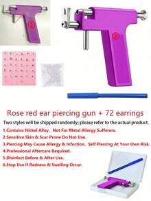 1 Set 98pcs Reusable Ear, Body, Nose, Navel, Lip, Tongue Piercing Gun Machine Supplies Toolkit, Includes Earrings, Professional Sterile Piercing Tools - Multicolor - View 20