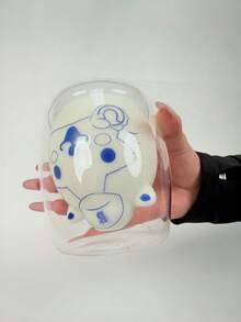 1个星猫双层玻璃杯，卡通ins风创意果汁/牛奶杯，卡通双层玻璃咖啡杯，简约礼物，适用于客厅、餐厅、甜品店、礼品、聚会、学校等场合。 - 透明 - 查看 5
