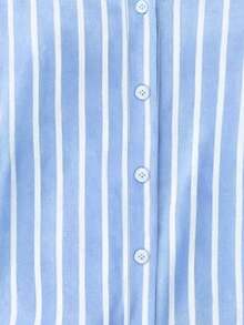 Casual Fashion Striped Print Women's Plus Size Lightweight Short Sleeve Button-Up Shirt Summer - Baby Blue - View 4