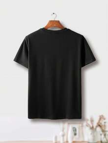 Elegant, Lightweight, Luxurious, And High-End Style Clothing! Women's Printed T-Shirt - Women's Design Printed With Pearls And Crystals | Lightweight, Luxurious, And Beautiful Everyday Wear | Soft And Breathable Fabric, Casual Short-Sleeved Round-Neck Top For Spring And Summer - 黑色 - 查看 2