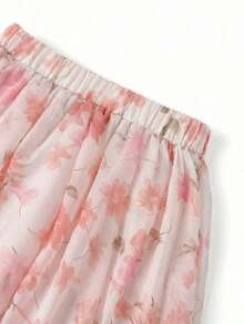 Falda larga de gasa con estampado floral amarillo, de línea A y fluida, elegante y versátil para vacaciones y trabajo.Falda maxi floral, falda maxi fluida para mujer, falda floral de primavera, falda maxi amarilla fluida, falda larga de mujer, falda floral amarilla - Rosa - Ver 7