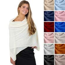 Velanio Cashmere Luxury Knitted Wrap Travel Shawl Scarf, Pashmina , All-Season Scarf For Women Cashmere Wool Blend - 白色 - 查看 3