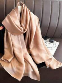 1 chiếc khăn choàng nữ thời trang sáng tạo, cá tính, tinh tế, chất liệu satin nhuộm ombre, vẽ tay. - Rượu sâm banh - Xem 2
