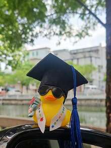 Cute Yellow Graduation Duck Decoration With Glasses, Diploma And Wreath - Car Dashboard Decor, Graduation Party Favors, Graduation Celebration Decor, Graduation Gift - Little Yellow Duck - View 7