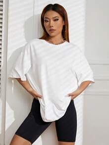 Oversized Off-Shoulder T-Shirt, Unisex - 白色 - 查看 4