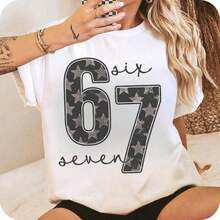 1 camiseta 6 7, camiseta con meme de número divertido, camiseta con frase viral, camisetas divertidas con números para la Generación Z, regalos para la Generación Z, 6 7210g 100% algodón, los diseños están impresos. Unisexo. - Blanco - Ver 12