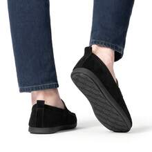 Men's Penny Loafers Suede Leather Moccasins Casual Driving Shoes Slip-On Lightweight Comfortable Shoes - 黑色 - 查看 5