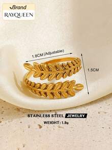 RAYQUEEN 1 chiếc nhẫn hở điều chỉnh được, đa năng, bằng thép không gỉ, thích hợp làm quà tặng và đeo hàng ngày. - Vàng - Xem 19