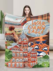 Auburn Merch Tigers Throw Blanket Warm Blankets Breathable Air Conditioner Blanket For Car Classic Outdoor Blankets For Picnic For All Season - màu đen - Xem 1