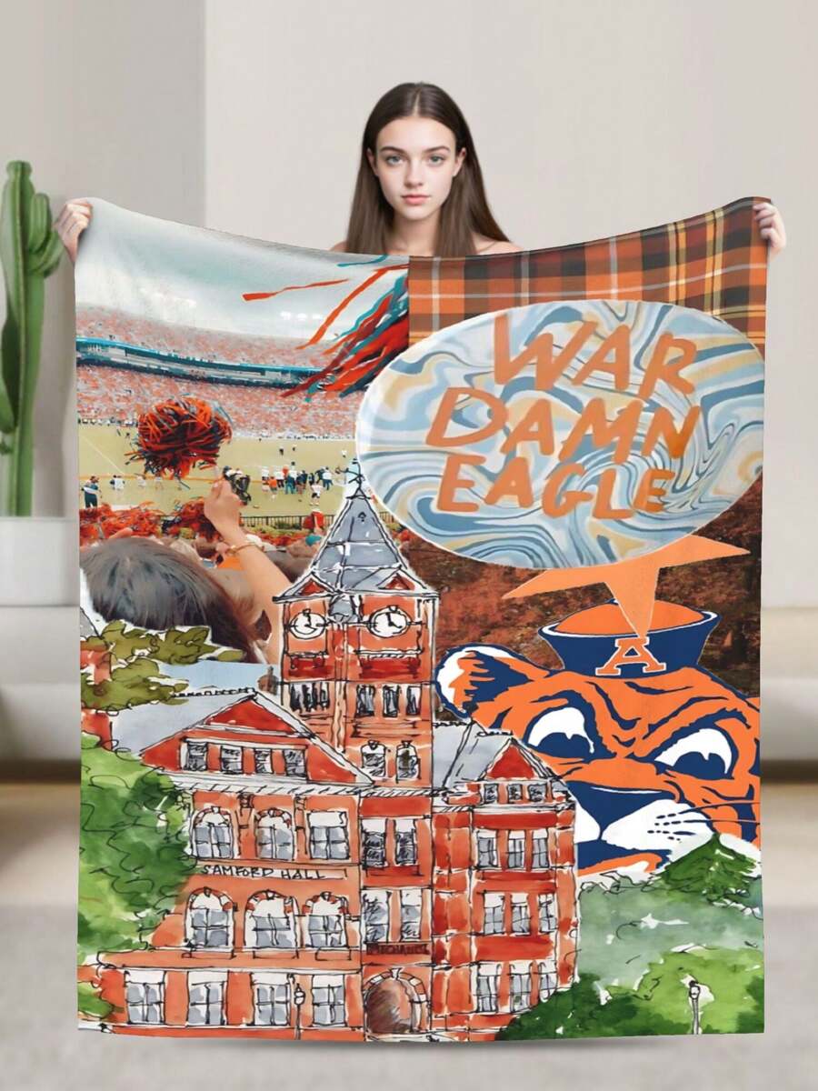 Auburn Merch Tigers Throw Blanket Warm Blankets Breathable Air Conditioner Blanket For Car Classic Outdoor Blankets For Picnic For All Season - Black - View 1