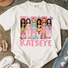 Camiseta Katseye Music, Camiseta Gráfica Katseye K-Pop, Camiseta Katseye Beautiful Chaos - Cuello Redondo Cómodo, Ajuste Elástico, Elegante y Versátil, Lavable a Máquina, Ropa para Todas las Temporadas para Niños y Niñas de 5 a 14 Años, Perfecta para Uso Diario, Ropa Escolar, Reuniones Familiares, Fiestas de Cumpleaños - Regalo Ideal para Fans y Niños - Blanco - Ver 2
