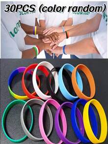 Set de 5 pulseras de silicona de unicolor, brazalete deportivo, adecuado para atletas, hombres, mujeres, estudiantes, regalo para fiesta de graduación - Multicolor - Ver 14