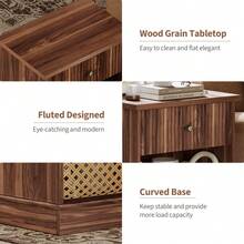 Modern Fluted Bedside Table – With Single Drawer And Open Shelf – Mid-Century Design In MDF – Compact And Functional – Ideal For Bedroom Or Living Room - one-size - View 3