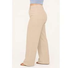 Plus Size Beige Wide Leg High-Waisted Palazzo Pants - Màu be - Xem 4