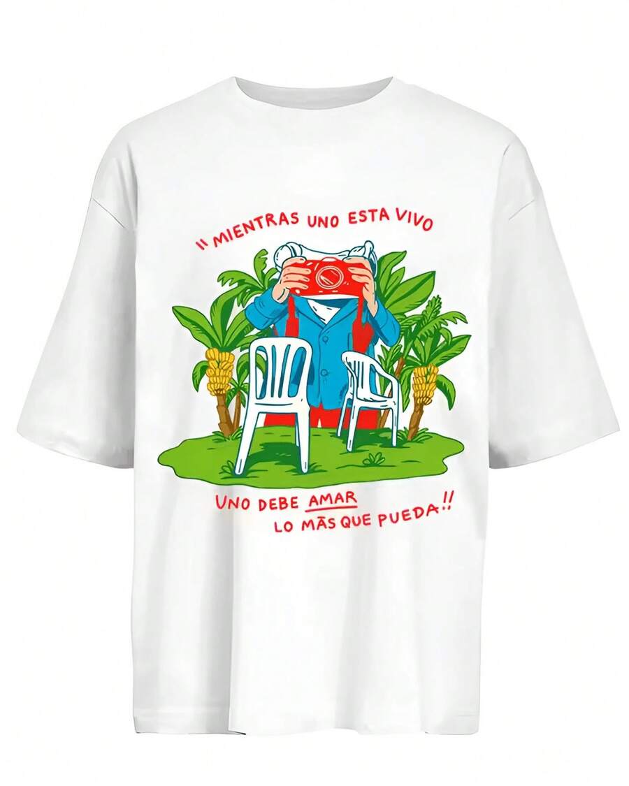 Camiseta Estampada para Hombre y Mujer, Oversized, Estilo Y2k, Manga Corta, Algodón Grueso, Ropa Holgada de Estilo Urbano Harajuku, Camiseta Casual de Alta Calidad (10) - Estilo Urbano Vintage, Unisex, Camiseta Holgada de Algodón con Cuello Redondo. - Blanco 3 - Ver 1
