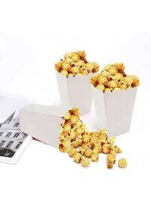 24 piezas/Set Cajas de palomitas de maíz blancas mini, Contenedores de palomitas de maíz blancas a granel, Adecuado para la decoración de la noche de cine - Blanco - View 6