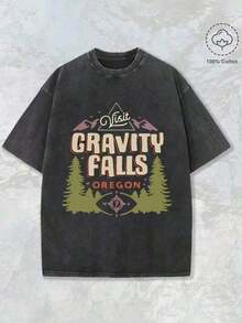 Camiseta de Algodón con Estampado, Camiseta Lavada con Efecto Retro, Camiseta para Hombre Adulto con Estampado, Camiseta Lavada de 230g, Camiseta de Verano de Algodón Estilo Streetwear Y2K, Tallas Grandes para Hombre de S a 3XL, Camiseta de Verano - Negro - Ver 4