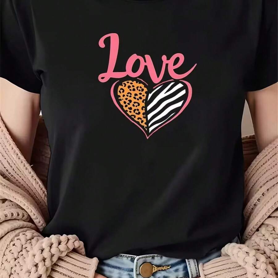 Camiseta impresa para hombres y mujeres - Negro - Ver 1