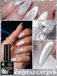 VOKY 4PCS/SE 7ml 4瓶猫眼凝胶指甲油套装 - 银粉蓝水晶磁性凝胶指甲油,适用于美甲 - 彩色 - 查看 6