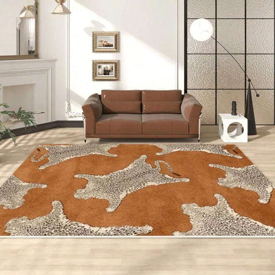 1pc Retro Modern Leopard Skin Area Rugs For Living Room, Floor Carpet For Bedroom, Carpets Home Decor Rugs, Homestay Hotel, Non-Slip Machine Washable Carpet, Home Decor Room Decor - DT nhiều màu - Xem 1