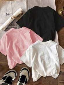 Conjunto de 1 pieza para mujer, estampado, 100% algodón de 180g - Conjunto de 1 pieza Urban English - Camiseta suave y cómoda, cuello redondo, manga corta, lavable a máquina, suave, cómoda, elegante, top casual de verano. - Blanco - Ver 2