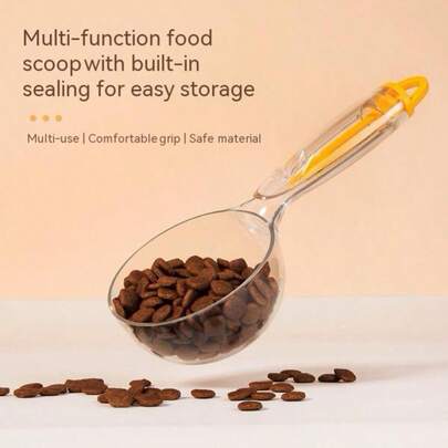 1pc Pet Food Scoop, Cat/Dog Food Spoon With Sealing Clip, Measuring Scoop For Pet Food, For Pet Use Only