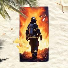 1pc Firefighter Beach Towel, Super Absorbent Oversized Beach Blanket, Suitable For Travel, Swimming Pool, Diving, Surfing, Yoga, Camping, Available In Multiple Sizes, Beach Accessories - Firefighters - View 4