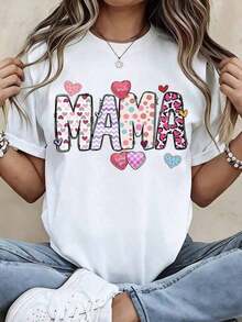 Free unisex para adultos, 1 pieza, camiseta para mamá con estampado de corazón, camiseta gráfica, regalo para el Día de la Madre, top casual de moda para mamá, color blanco, 210g, 100% algodón, los estampados están completamente impresos. Unisexo. ,ropa de mujer,blusas para dama casuales,blusas para mujer,camisas de mujer,blusa,blusas casuales para damaHolidayNigh - Blanco - Ver 8